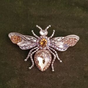 Elegant Gold and Silver Bee Brooch